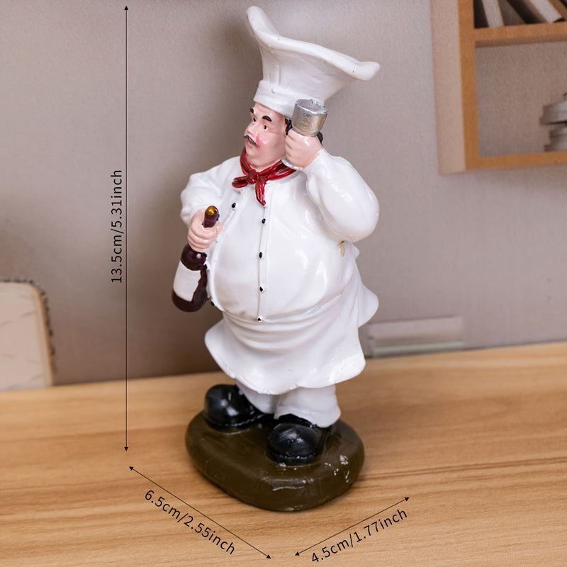 1 Unidad, Botella De Vino Decoración Resina Chef Estatuilla Escultura Miniatura Navidad Cocina Mesa Restaurante Adornos Decoración Para La Decoración Del Hogar