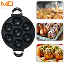 MOREDOR Sartén Antiadherente de 7 Agujeros con Molde para Pasteles de Aleación de Aluminio y Mango Ergonómico, Fácil Limpieza y Diseño Ahorrador de Espacio para Cocina en Casa, Actividades al Aire Libre, Panqueques, Empanadas