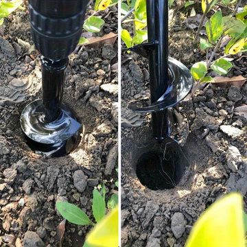 Punta de taladro para jardín de alta resistencia de 4"x12" con cuchillas de metal - 3/8" de diámetro hexagonal, mango ergonómico para plantar, mezclar suelo y cavar agujeros | Construcción metálica duradera para cavar y plantar fácilmente en jardín, césp
