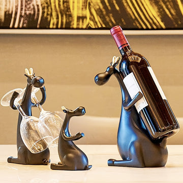 1pc Estatua de Alce de Resina Negra de Lujo para Familia de 3 - Pintada a Mano, Decoración Multifuncional para el Hogar con Exhibición de Vidrio y Botella, Ideal para Regalos de Navidad, San Valentín y Acción de Gracias, Decoración de Alce