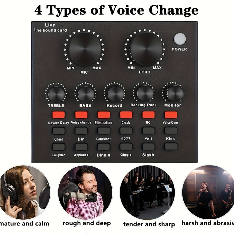 Kit de equipo para podcast, incluye micrófono BM800 y tarjeta de sonido V8, convertidor de voz, interfaz de audio, ideal para grabar, cantar, streaming y videojuegos