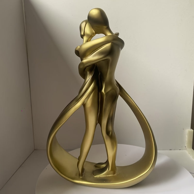 Escultura Elegante de Resina para Parejas Románticas - Decoración con Tema Clásico del Amor para Hogar, Oficina y Eventos en Hoteles - Acabado Dorado Disponible, Decoración para Bodas
