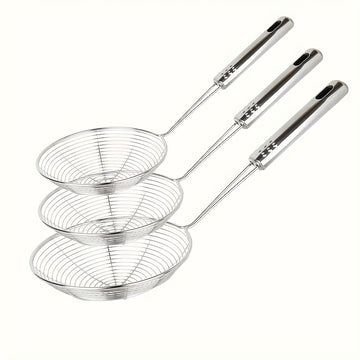 3 Piezas de Espumadera de Acero Inoxidable con Mango, Cuchara Ranurada Multiusos para Freír y Cocinar, Filtro de Aceite para Air Fryer, Accesorio para Fríjidor