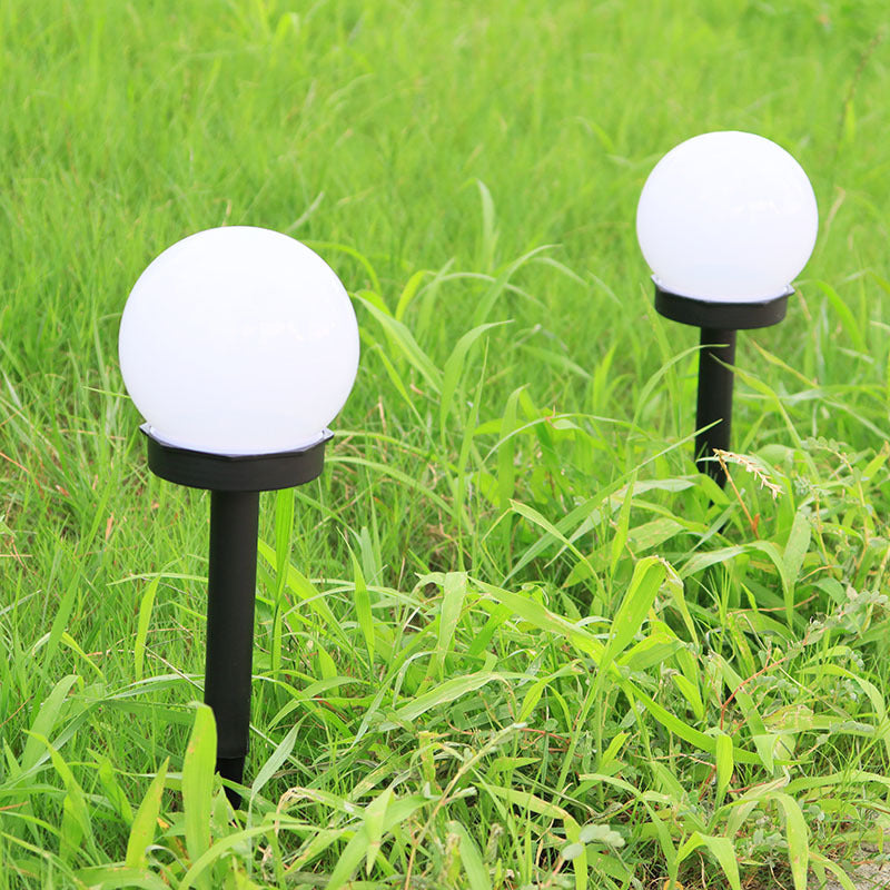 2 piezas de luces solares de bola, lámpara de suelo para exteriores, luces de bombilla redonda blanca, luces de tierra, luces de césped, luces de jardín al aire libre para paisajes