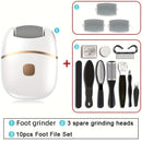 Amoladora Eléctrica para Pies con 3 Cabezales de Repuesto, Juego de Herramientas de Pedicura de 10 Piezas, Lima Eléctrica - 2 Velocidades, Batería de Litio 400mAh, Luces LED Auxiliares, Compacta y Portátil para Viajes - El Mejor Regalo para el Día del Pa