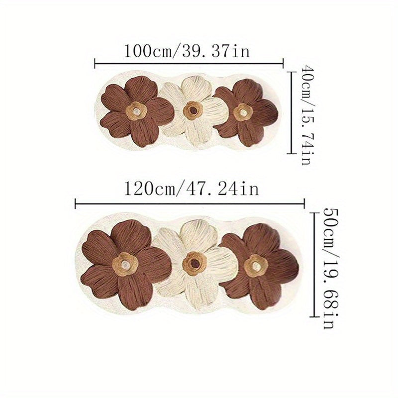 Alfombra floral esponjosa de poliéster, 1000g, 10mm de grosor, para dormitorio, uso en interiores, lavable a máquina, antideslizante, forma irregular
