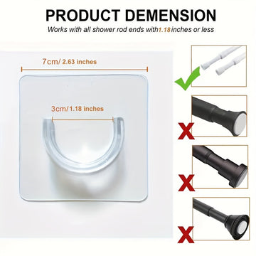 2/8/10 piezas de soporte adhesivo para varilla telescópica, ganchos de pared sin perforación, soporte fijo para barras cruzadas, para uso doméstico
