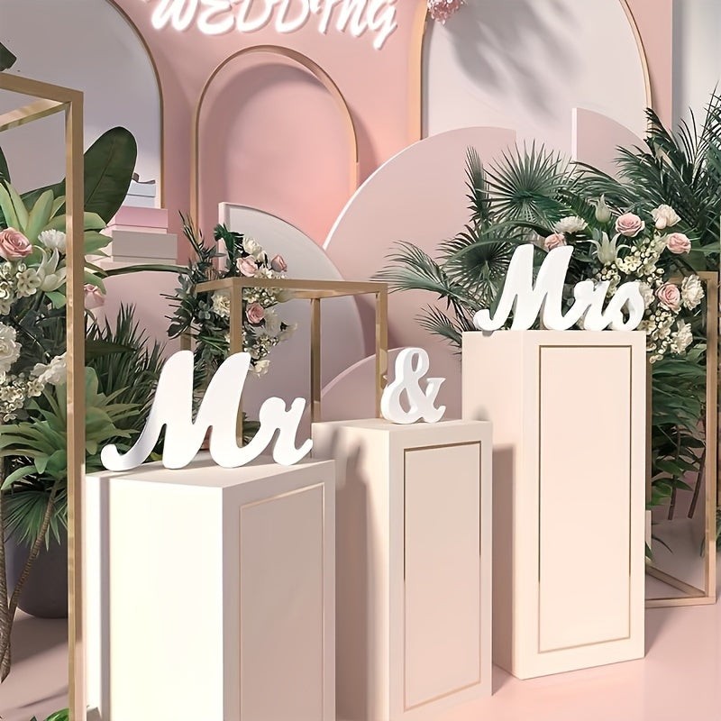 Encanto Romántico: Elegantes Letreros de Madera Blancos para Señor y Señora en Bodas - Decoración de Mesa con Letras Elegantes para Fiestas, Cenas o Exhibición en la Pared del Hogar, Perfectos para Celebraciones de Bodas, Decoración de Mesa de Boda | Let