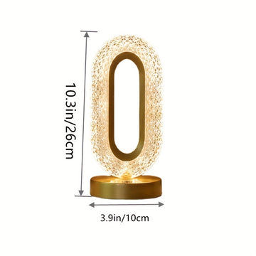 1 lujosa lámpara de mesa ovalada de cristal, lámpara de carga USB para oficina, lámpara de mesa decorativa de luz nocturna para sala de estar, adecuada para dormitorio, sala de estar, decoración de fiestas y cenas, lámpara creativa