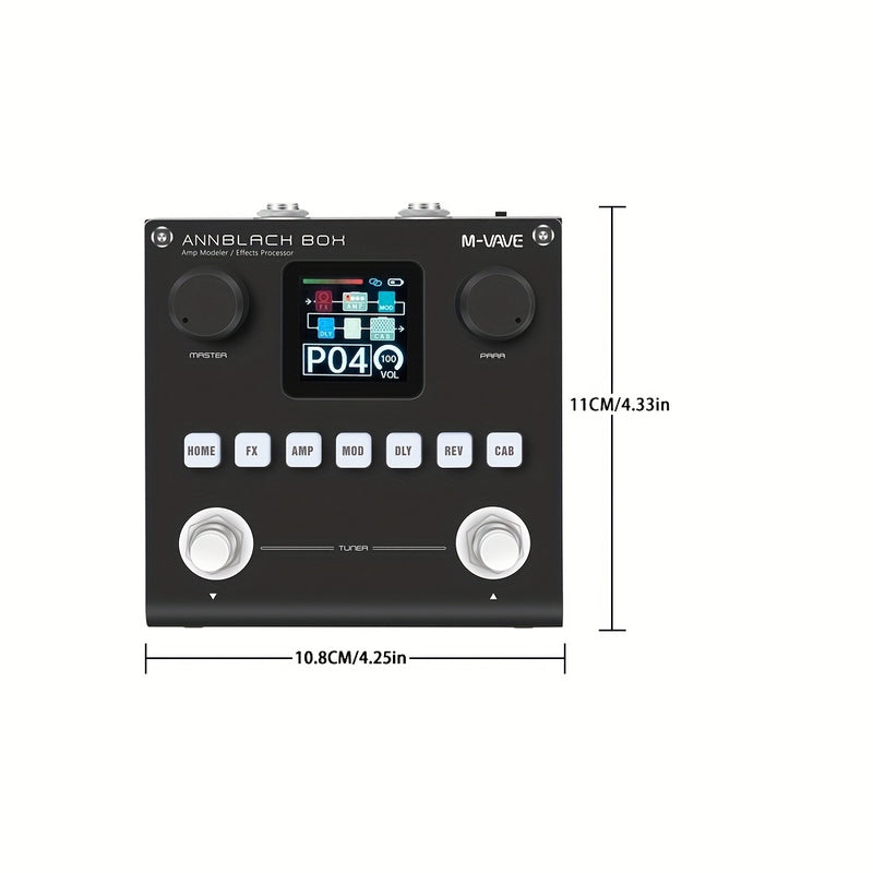 Procesador de efectos múltiples para guitarra y bajo M-VAVE ANNBLACH BOX - Señal digital recargable, construcción en hierro con carga USB, 36V o menos, portátil para guitarra eléctrica y bajo, pedal de efectos para guitarra | Efecto de guitarra moderno |