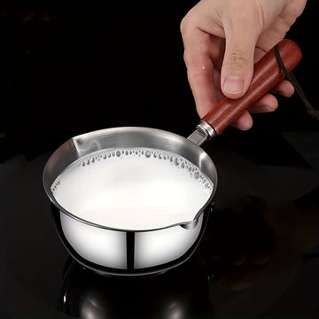 2 piezas de olla de salsa de acero inoxidable - Topper de cocina multifuncional para derretir mantequilla, chocolate y queso, con una olla pequeña para verter aceite, hervir aceite y aceite caliente