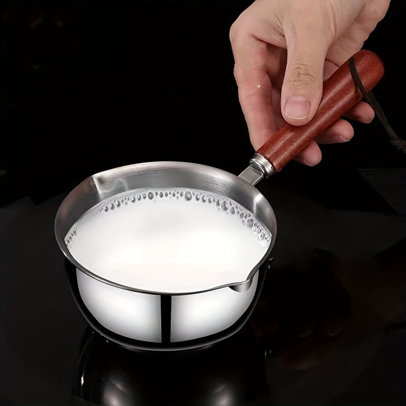 2 piezas de olla de salsa de acero inoxidable - Topper de cocina multifuncional para derretir mantequilla, chocolate y queso, con una olla pequeña para verter aceite, hervir aceite y aceite caliente