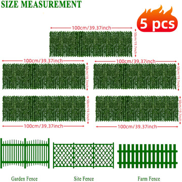 5 unidades, longitud total 500 cm × 50 cm, pantalla de privacidad para exteriores con ivy artificial, resistente a UV, fondo verde con ivy artificial, panél de hiedge, adecuado para bodas, terrazas, balcones, jardines, patios traseros, restaurantes, hote