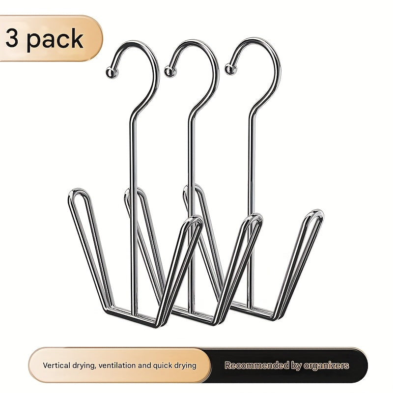 Conjunto de 3 Piezas de Estante para Secar Zapatos en Forma de U de Acero Inoxidable - A Prueba de Viento, Secado Rápido, Ahorro de Espacio con Ganchos Montados en la Pared para Uso Exterior e Interior, Ventilación Vertical para Secado, Estante de Secado
