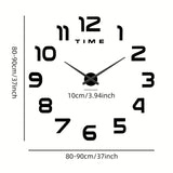 Reloj de pared moderno grande en 3D con números espejo - Tamaño ajustable, fácil de armar, funciona con pilas, ideal para decoración de sala u oficina en casa, decoración para pared