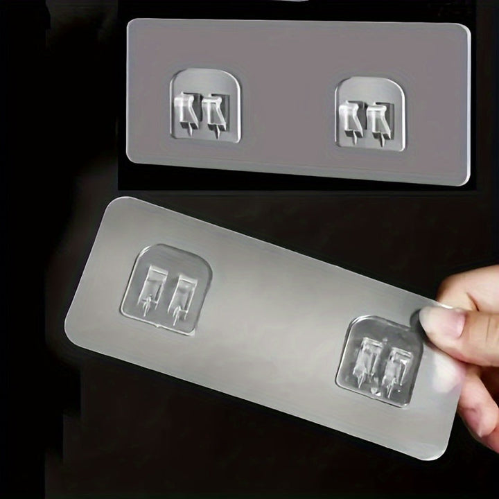 2pcs Soportes Adhesivos para Estante de Pared - Instalación Fácil Sin Taladro, Plástico Transparente Duradero, Accesorios de Almacenamiento Montados en la Pared Estilo Contemporáneo para Organización del Hogar y Oficina, Diseño Moderno de Ganchos Utilita