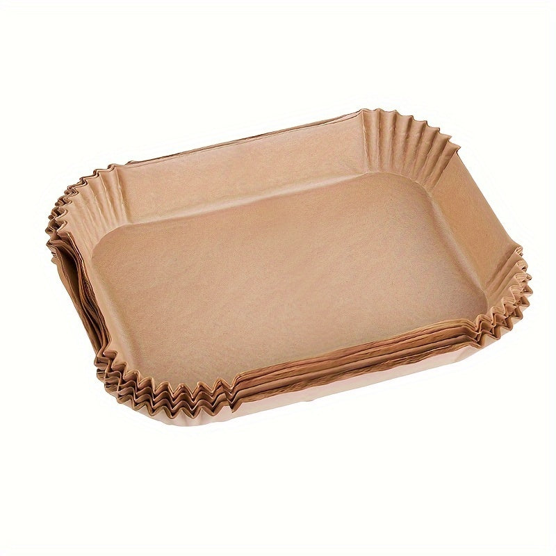 50/100/150/200pcs Papel de Hornear Premium para Freidora de Aire - Antiadherente, Impermeable al Aceite y Agua, Rectangular, Fácil de Limpiar, Accesorios Esenciales de Cocina, Suministros para Hornear, Eid Al Adha y Acción de Gracias