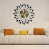 1 pieza, reloj de sol estilo europeo con diseño de piedras gemas en forma de lágrima - Reloj de pared moderno y minimalista silencioso para sala de estar, funcionamiento con batería (no incluye pilas AA), decoración de pared para reloj