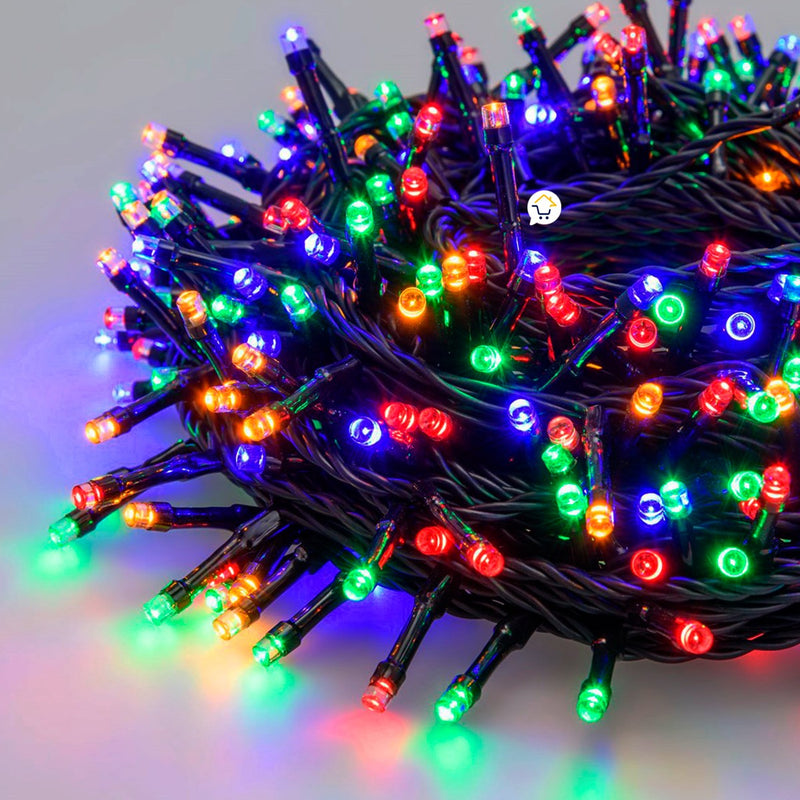 Extensión Luz LED Lineal 100 Luces 7.5m Cable Verde Multicolor 1433