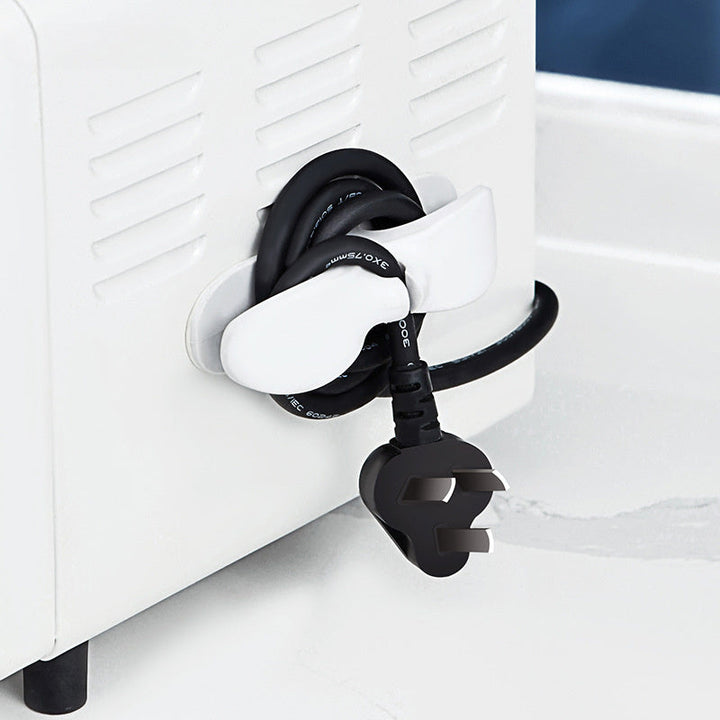 Un conjunto de 10 clips organizadores de cables, un dispositivo de almacenamiento de cables adhesivo para electrodomésticos de cocina, adecuado para clips de gestión de cables de freidor de aire, máquinas de café y licuadoras - No se requiere batería.