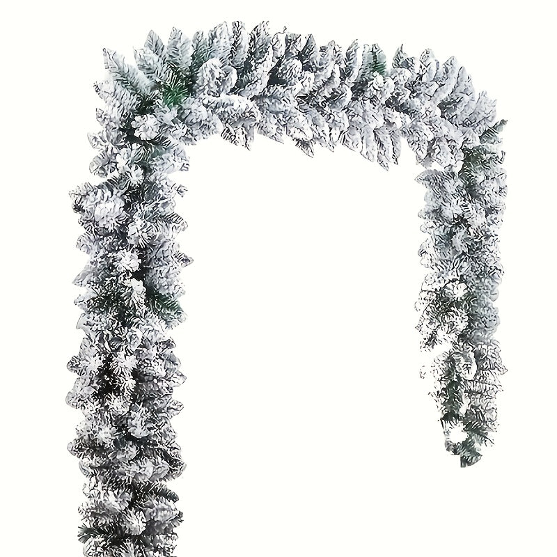 Corona navideña de copos de nieve, 150cm / 180cm / 270cm, corona artificial invernal con efecto escarchado, decoración para árbol de Navidad, escaleras y chimenea, cedro blanco