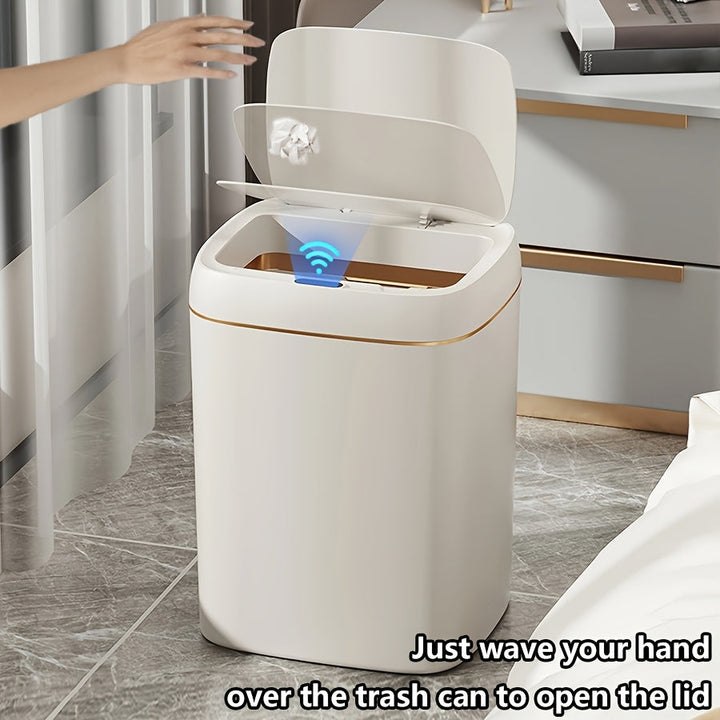 Bote de Basura Inteligente de 1 Pieza con Sensor Infrarrojo, Capacidad de 12L/14L, Alimentado por Batería (Requiere 2 Pilas AA, No Incluidas), Funcionamiento Silencioso, Ideal para Uso en Hogar, Oficina y Escuela, Cubo de Residuos Escolares | Estilo de T