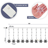 Luces Led Copos De Nieve 6 M Extensión Cortina Luz Navidad Azul 2086