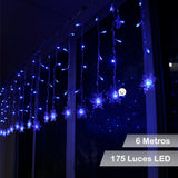 Luces Led Copos De Nieve 6 M Extensión Cortina Luz Navidad Azul 2086