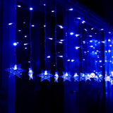 Luces Led Copos De Nieve 6 M Extensión Cortina Luz Navidad Azul 2086