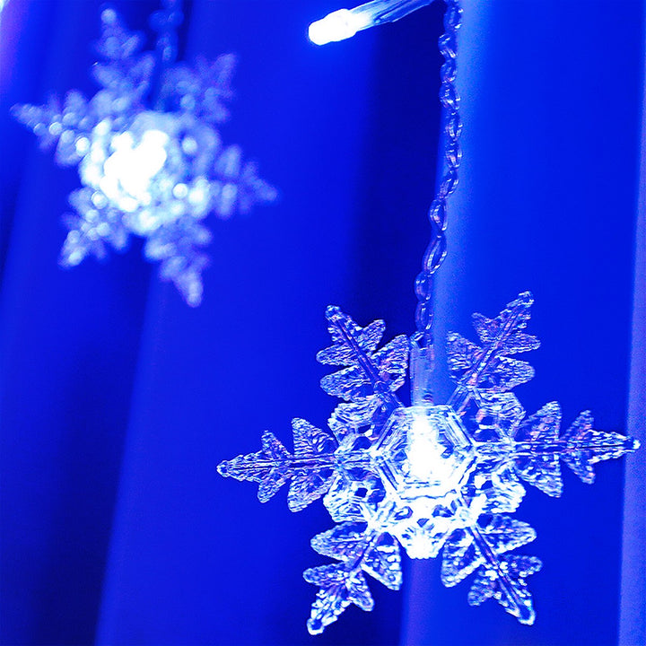 Luces Led Copos De Nieve 6 M Extensión Cortina Luz Navidad Azul 2086