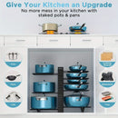 Organizador de ollas y sartenes de metal resistente de 8 niveles, antideslizante y resistente al óxido, diseño de pie para ahorrar espacio, ideal para cocinas en hogares y restaurantes, accesorio moderno y duradero para almacenamiento