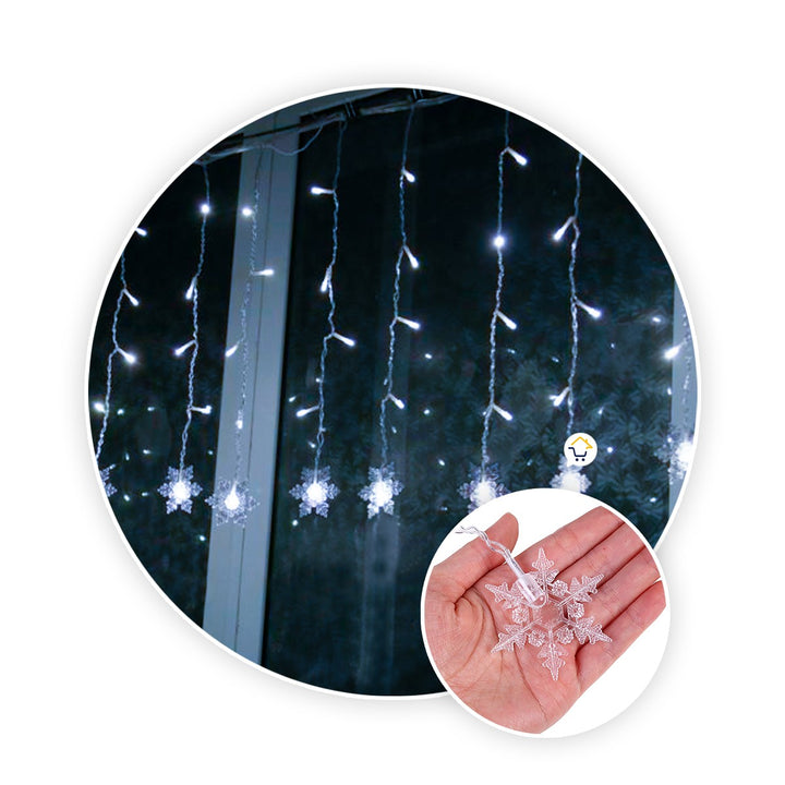 Luces Led Copos De Nieve 6 M Extensión Cortina Luz Navidad Blanco 2085