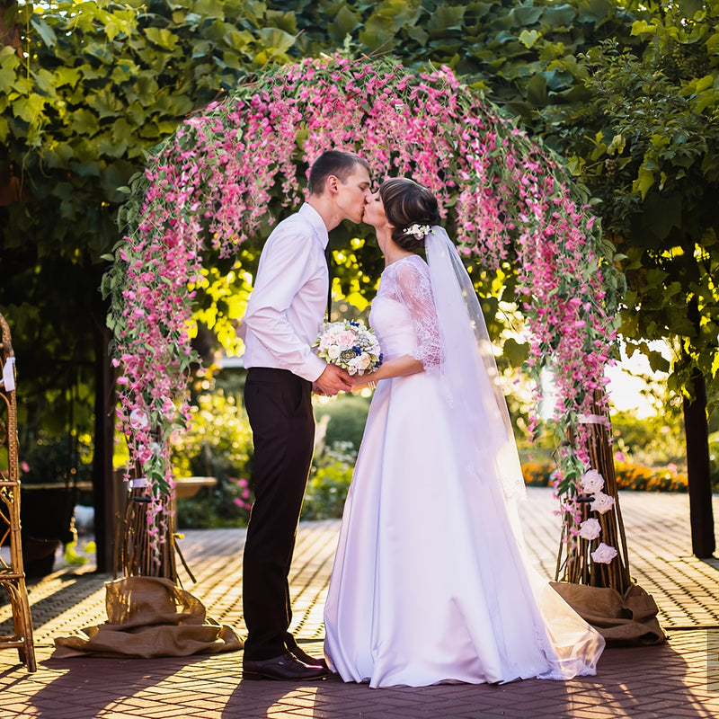 4 paquetes de 72 pulgadas (182,88 cm) de flores colgantes artificiales blancas de wisteria - Guirnalda de vino para arco de boda, fiesta, jardín, decoración del hogar - Perfecto para el Día de San Patricio, Pascua, primavera y verano, decoración al aire