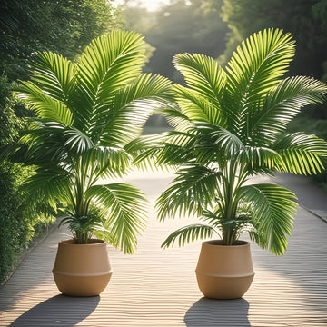 Juego de 2 palmeras artificiales tropicales de gran tamaño de 127 cm - Hojas verdes vibrantes, decoración duradera de plástico para interiores y exteriores, adecuada para Navidad, Acción de Gracias, Día de la Madre, Domingo de Ramos | No se necesita rega