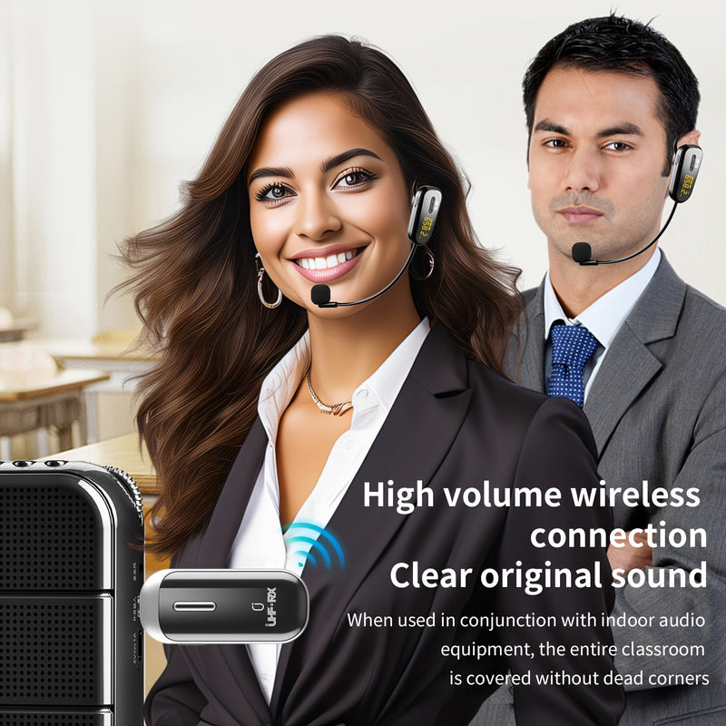 Microfono sin varillas JYX, Auriculares Portátiles con Pantalla Digital para Doble Uso, Alcance de Transmisión de 30 Metros, Adecuado para Guías Turísticos/Enseñanza/Habla/Reuniones
