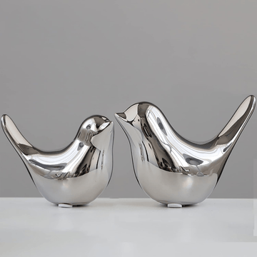 Elegantes figuras de pájaros pequeños dorados - Decoración moderna de porcelana para sala de estar, dormitorio, oficina y armarios, perfectas para el Día de San Valentín, decoración de pájaros.