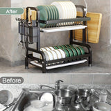 Organizador de Cocina Metálico Resistente - Estante Compacto con Sistema de Drenaje, Múltiples Niveles, Ranuras para Cuchillos y Soporte para Palillos y Tabla de Cortar - Diseño Moderno en , Construcción Robusta, Ideal para Hogares Pequeños y Apartamentos