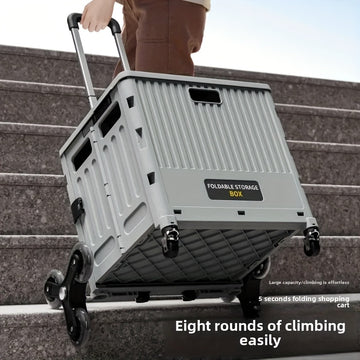 1pc Carrito de compras plegable portátil, carrito ligero plegable para supermercado, tienda de comestibles, campamento al aire libre, picnic, carrito de tracción manual, no necesita electricidad, material de plástico duradero