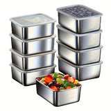 Juego de 9 contenedores de acero inoxidable apilables para almacenar alimentos con tapas, libres de BPA, organizadores de cocina multiusos, aptos para lavavajillas y contacto con alimentos