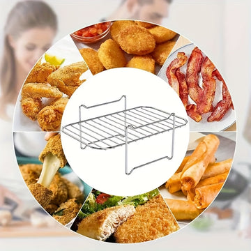 1pc/1 Set, Rejilla De Asado Para Freidora De Aire, 20cm X 13cm, Bandeja De Horneado De Acero Inoxidable, Rejilla De Cocina Para Asar, Accesorios Para Freidoras De Aire, Herramienta De Cocina