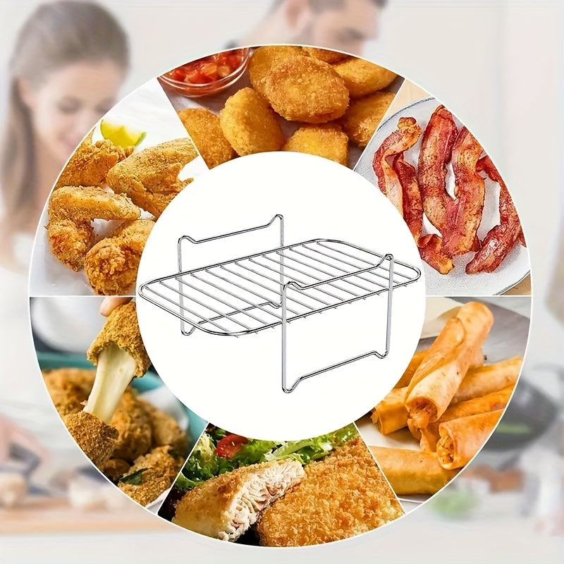 1pc/1 Set, Rejilla De Asado Para Freidora De Aire, 20cm X 13cm, Bandeja De Horneado De Acero Inoxidable, Rejilla De Cocina Para Asar, Accesorios Para Freidoras De Aire, Herramienta De Cocina