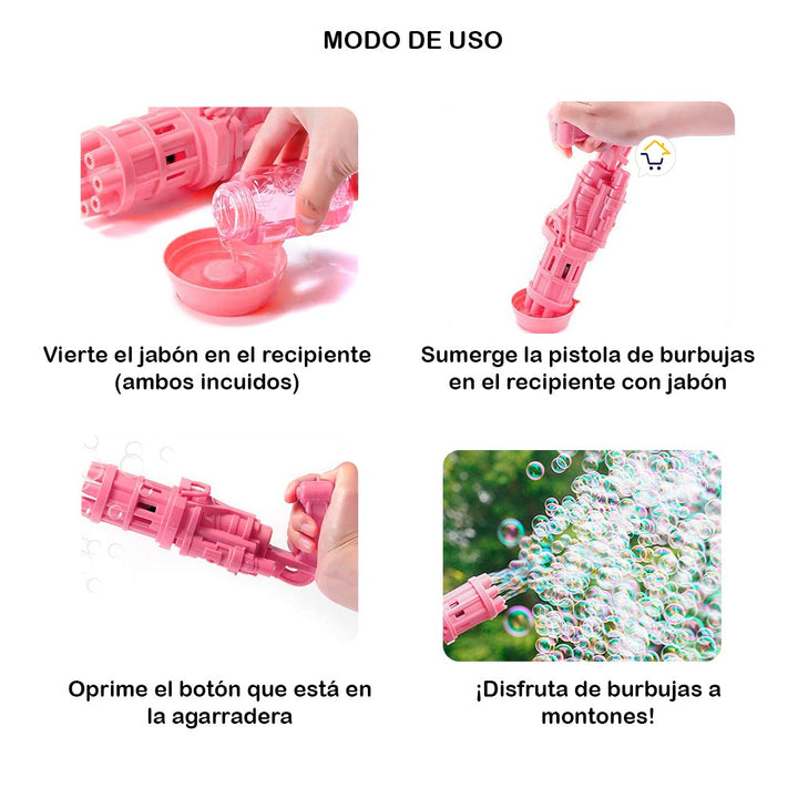 Pistola Ametralladora Lanza Burbujas Juguete Para Niños JMC0583B