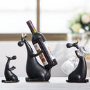1pc Estatua de Alce de Resina Negra de Lujo para Familia de 3 - Pintada a Mano, Decoración Multifuncional para el Hogar con Exhibición de Vidrio y Botella, Ideal para Regalos de Navidad, San Valentín y Acción de Gracias, Decoración de Alce