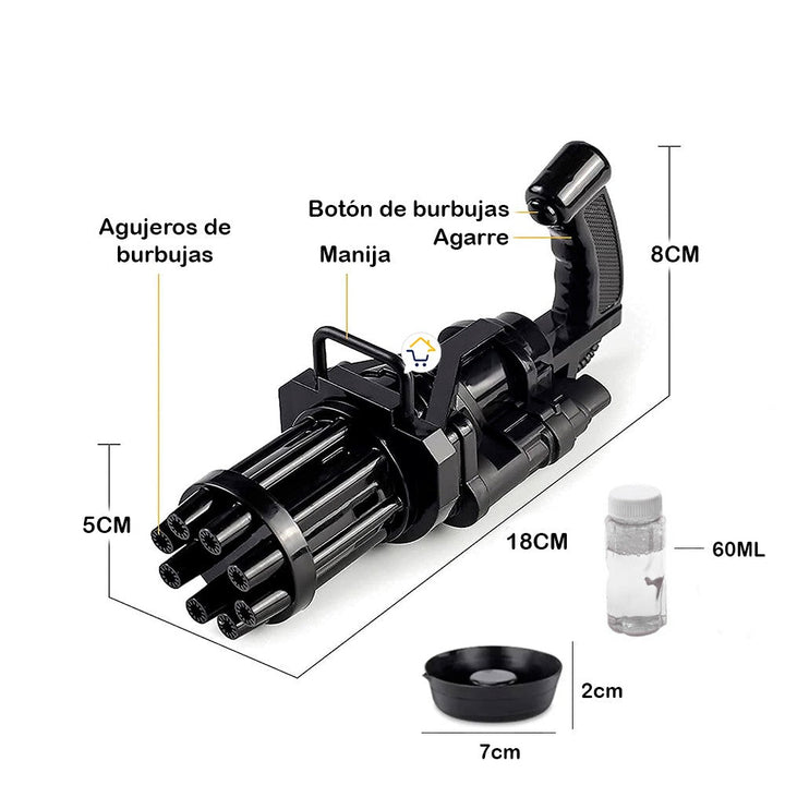 Pistola Ametralladora Lanza Burbujas Juguete Para Niños JMC0583B