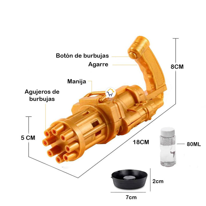 Pistola Ametralladora Lanza Burbujas Juguete Para Niños JMC0583B