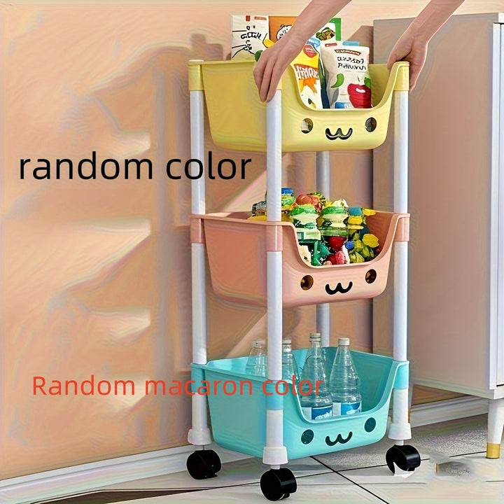 Carro de almacenamiento rodante multicapa, carrito móvil multifuncional para cocina, sala y dormitorio, fácil de mover y guardar. Estante duradero en colores macaron perfecto para cocina, baño y habitación - ideal para una familia de 13