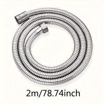 1pc Manguera de Ducha de Acero Inoxidable Flexible - 1.5m/2m/3m, a Prueba de Explosiones con Acabado Metálico Electrochapado, Instalación Fácil en Pared, Forma Redonda - Perfecta para Cabezales de Chorro de Lluvia, Rociador de Ducha