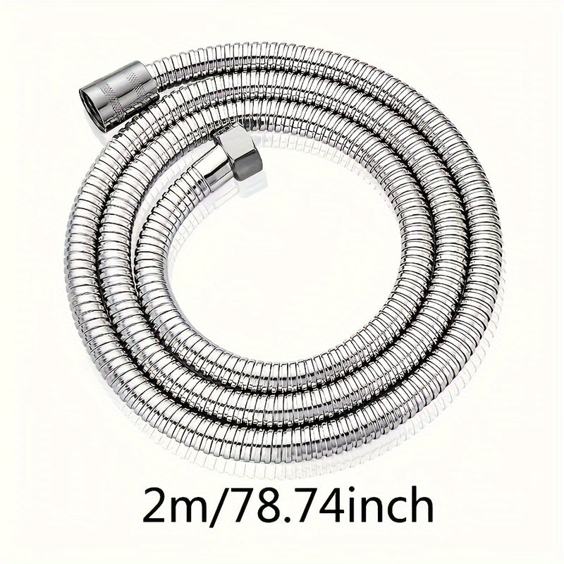 1pc Manguera de Ducha de Acero Inoxidable Flexible - 1.5m/2m/3m, a Prueba de Explosiones con Acabado Metálico Electrochapado, Instalación Fácil en Pared, Forma Redonda - Perfecta para Cabezales de Chorro de Lluvia, Rociador de Ducha