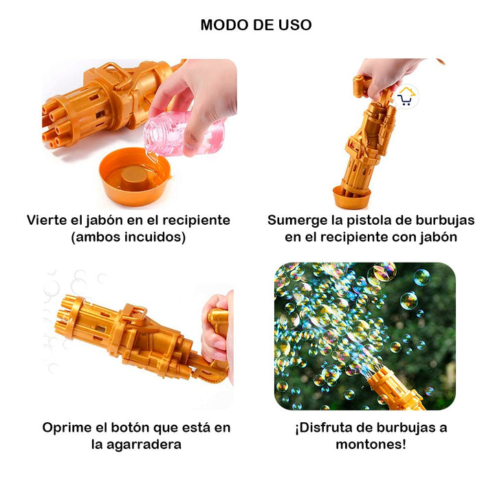 Pistola Ametralladora Lanza Burbujas Juguete Para Niños JMC0583B
