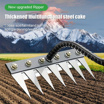 1 Herramienta Multifuncional de Alta Resistencia - Rastrillo de Hierro, Acero al Carbono Anticorrosivo. Ideal para Deshierbe/Reconversión de Tierras/Suelos Sueltos, Cultivación Fácil y Rápida a 5-6 cm de Profundidad